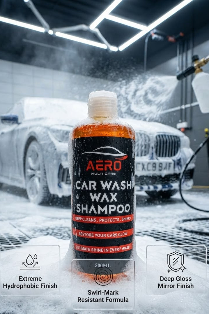 AERO PREMIUM CAR WASH & WAX SHAMPOO – 500 ML | PROFESSIONAL FORMULA