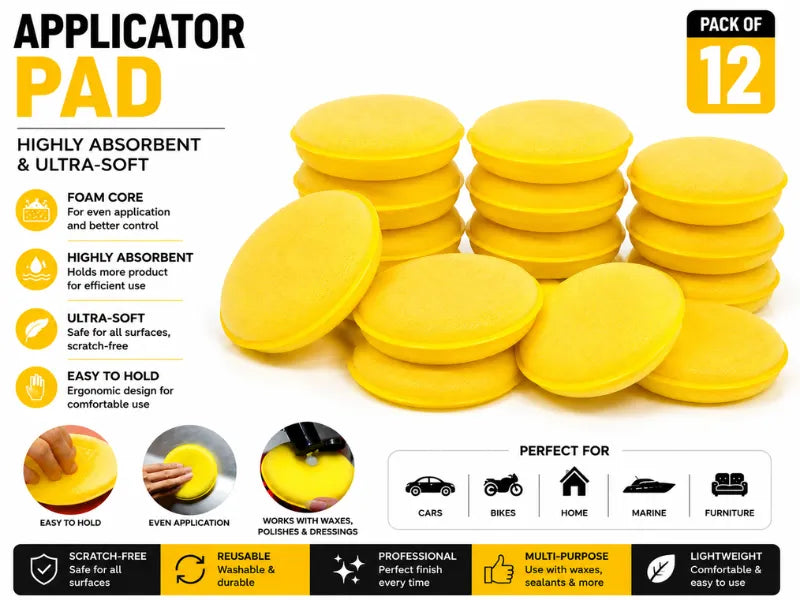 12 Pcs Car Foam Applicator Sponge Set – Ultra-Soft Wax & Polish Applicators